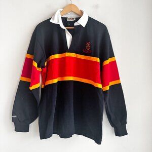 Barbarian Rugby Wear Queens University Striped Collared Sweatshirt L